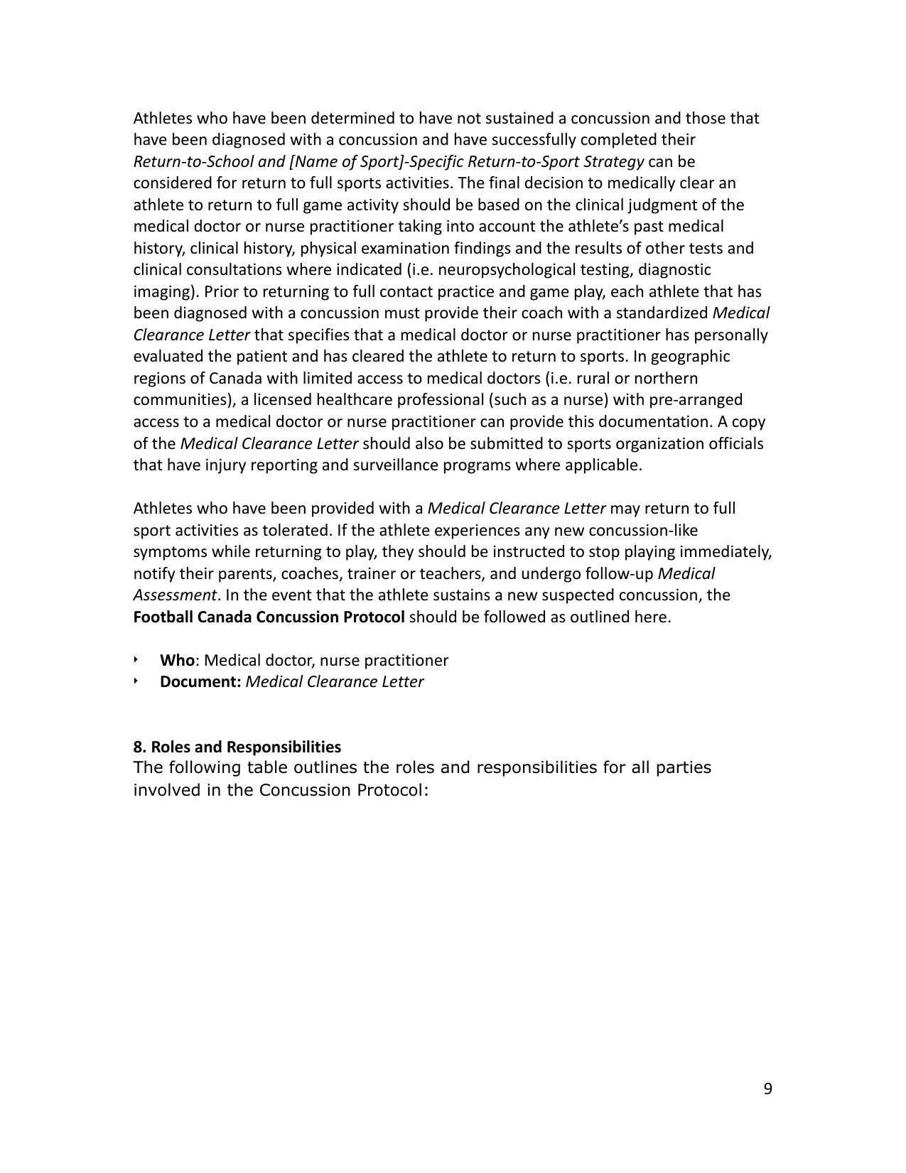Football Ontario Concussion Protocol Policy page 9