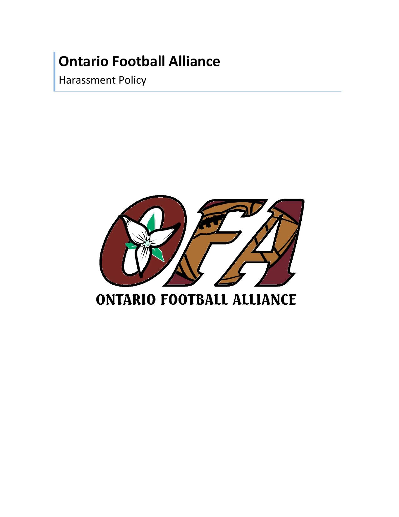 Football Ontario Harassment Policy page 1