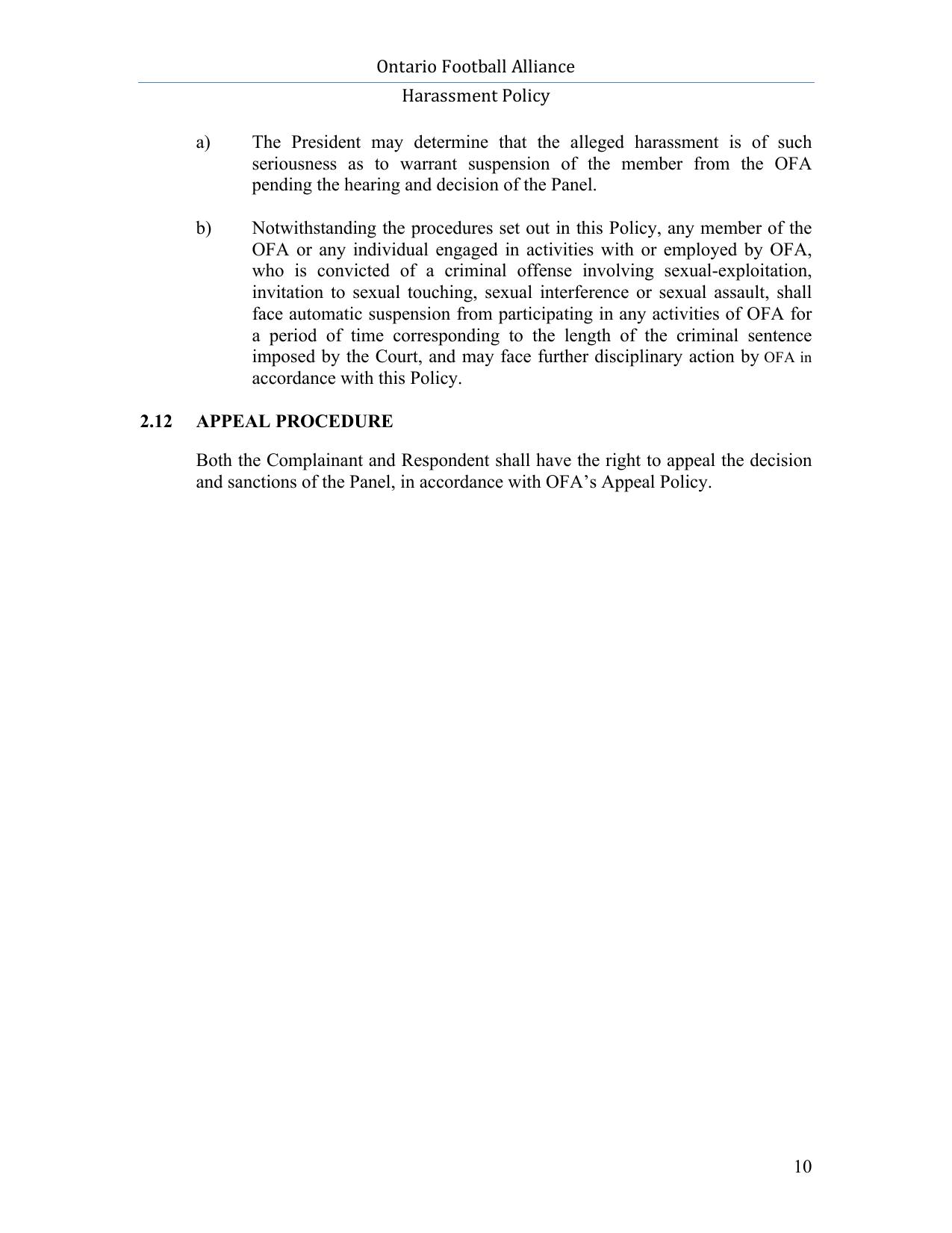 Football Ontario Harassment Policy page 10